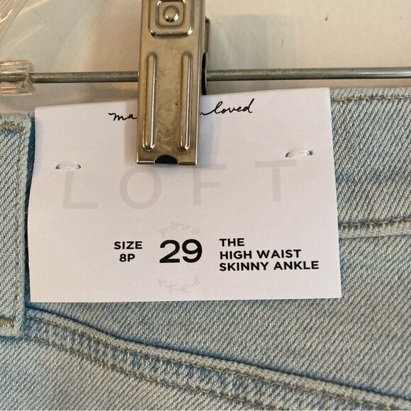 Loft Women’s NWT high waist skinny distressed ankle light wash jeans size 29/8P - Picture 9 of 9